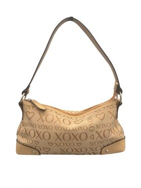XOXO Beige Logo-Print Y2K Inspired Small Shoulder Bag